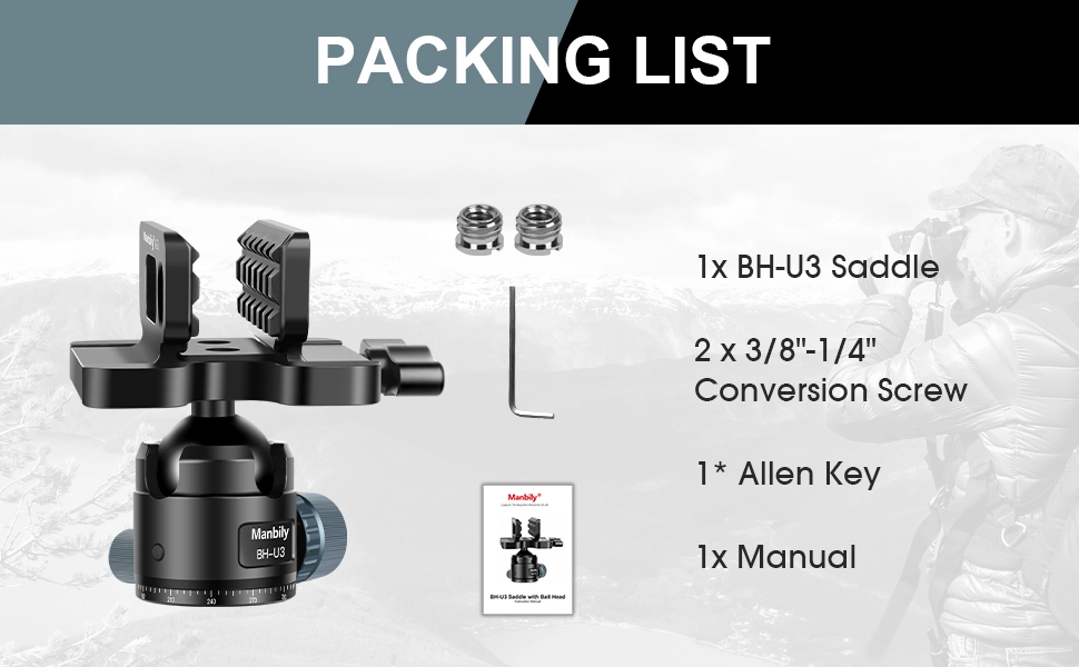 Manbily WZ-2836 Carbon Fiber Inverted Tripod, 63in 36mm Max Tube, 3 sections, Tripod Only
