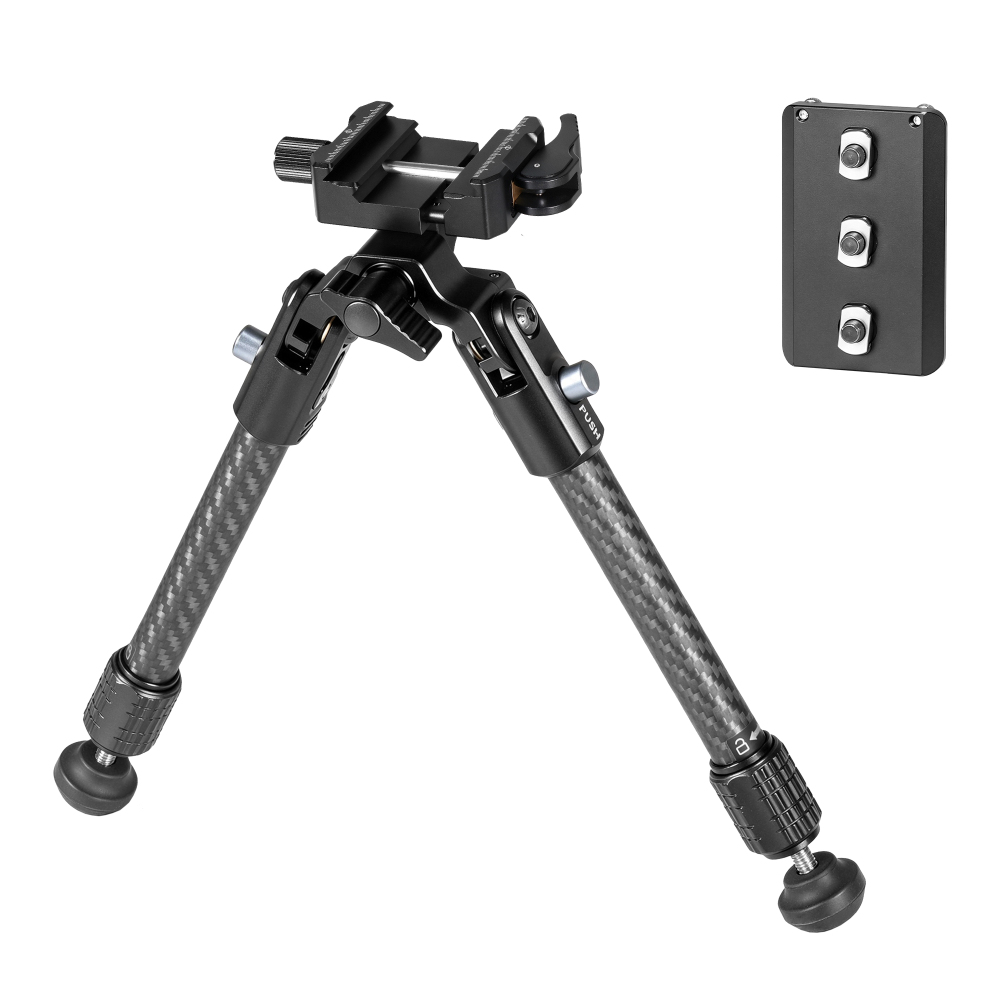 Manbily BP-101PA+APA-60 Lightweight Carbon Fiber Hunting Bipod, 2 Sections Bipod with Arca & Picatinny Swiss Adapter, 15KG/33lbs Heavy Load, 16mm Max Tube