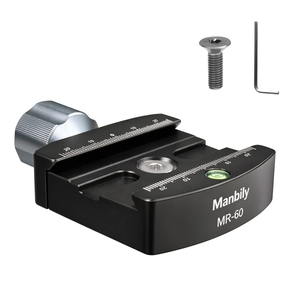 Manbily MR-60 Arca-Swiss Quick Release Adapter, Aluminum QR Clamp with Bubble Level & Scale, for Tripod Ball Head, Camera & Hunting Optics