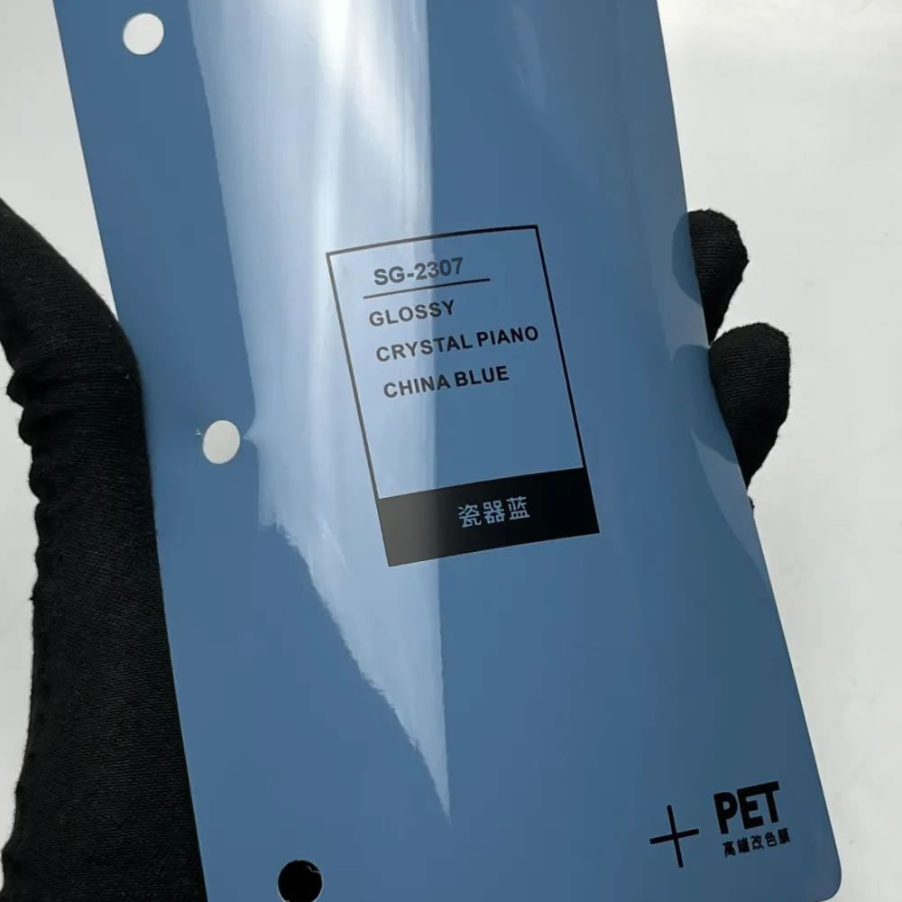 TOPCAR Super Gloss Piano China Blue PET Vinyl Wrap