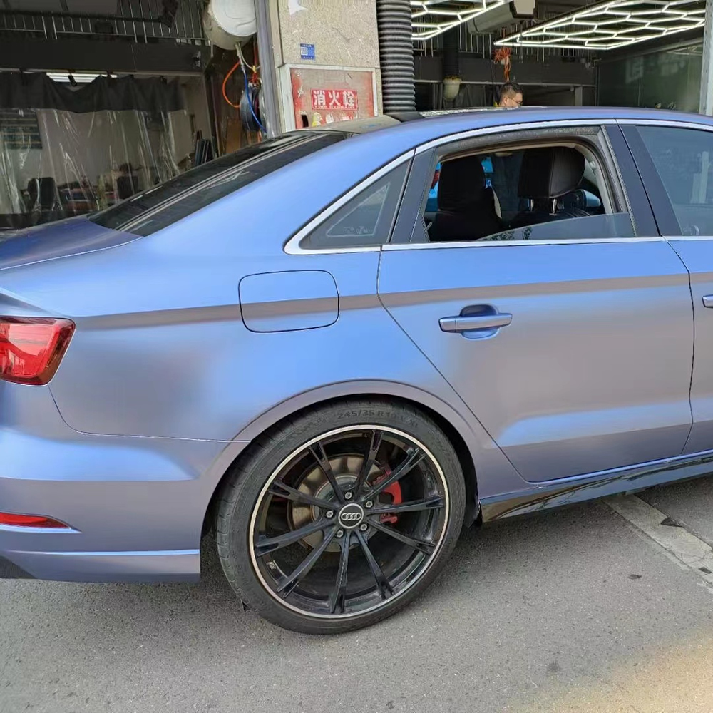 TOPCAR Satin Metallic Midnight Blue Vinyl Wrap Film