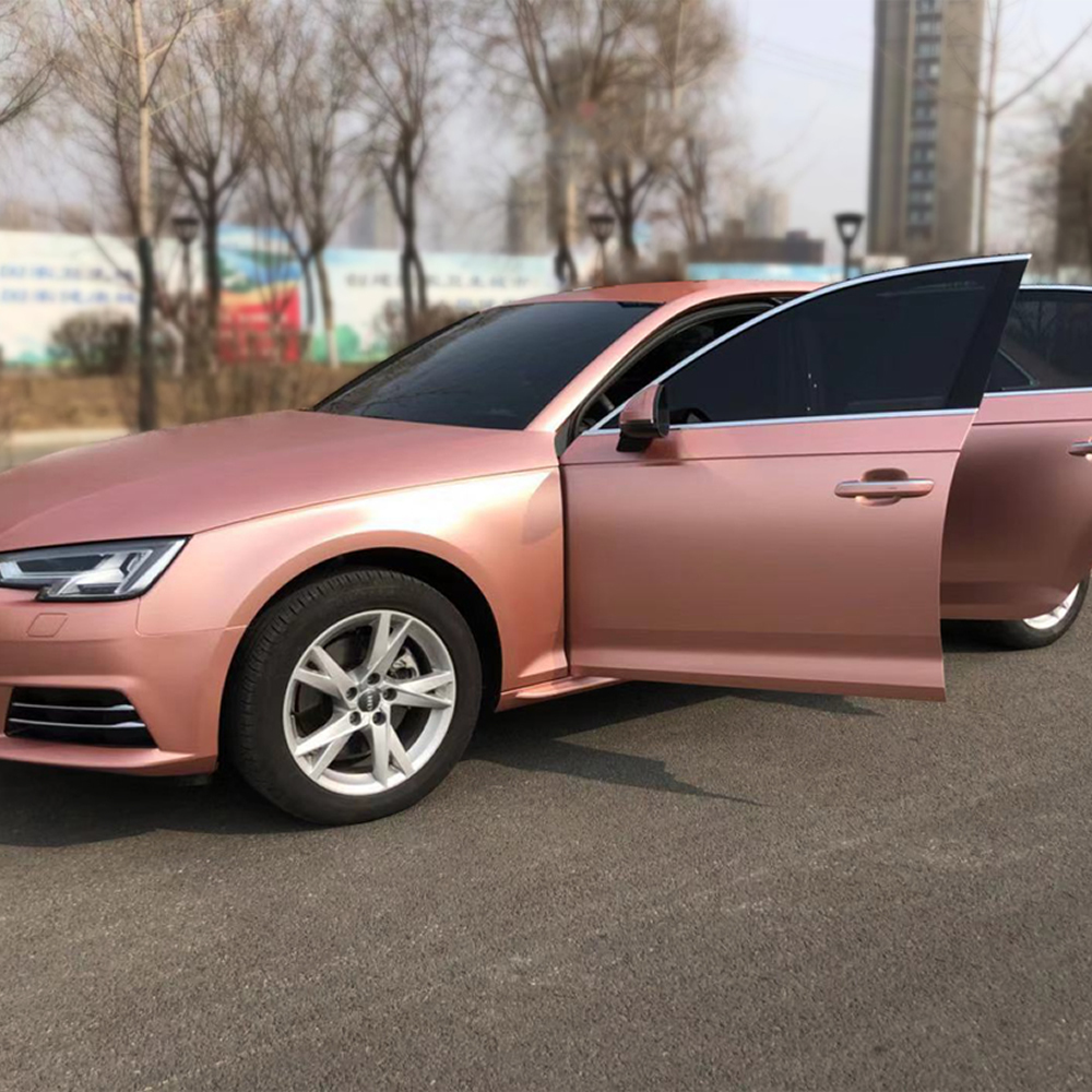 TOPCAR Satin Metallic Rose Gold Vinyl Wrap Film