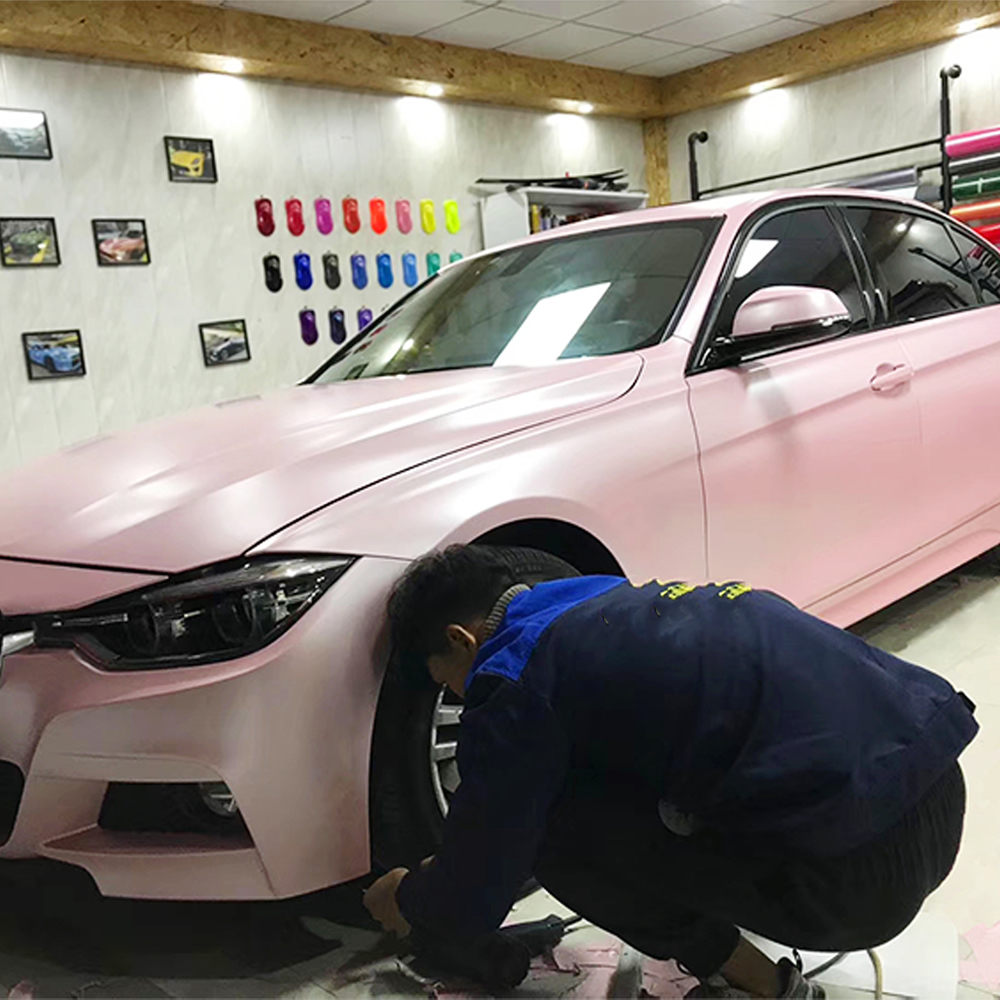 TOPCAR Satin Metallic Sakura Pink Vinyl Wrap Film