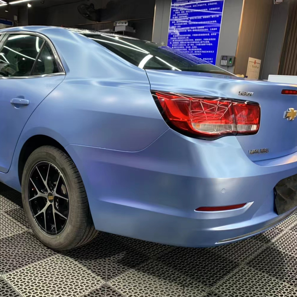 TOPCAR Satin Metallic Mist Blue Vinyl Wrap Film