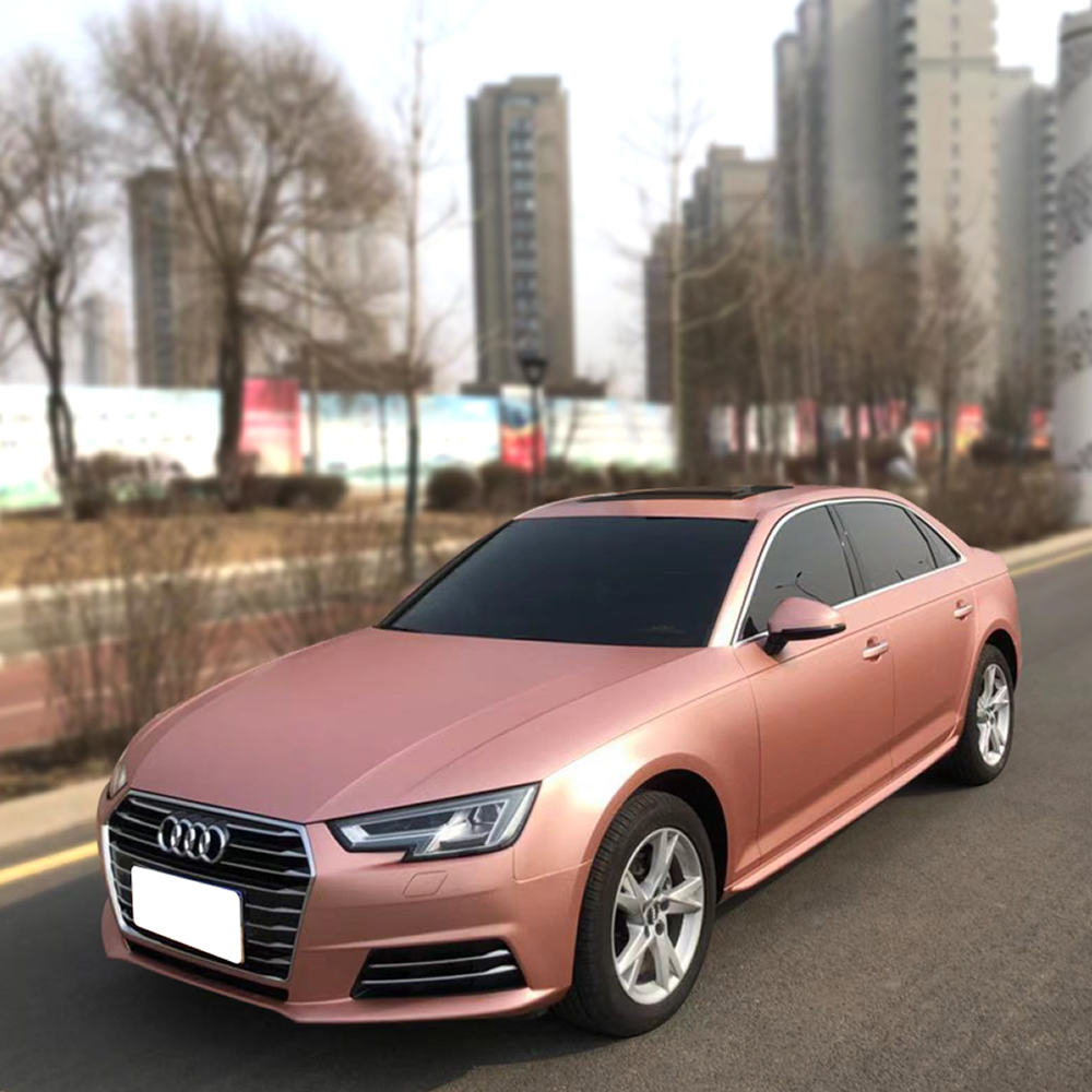 TOPCAR Satin Metallic Rose Gold Vinyl Wrap Film