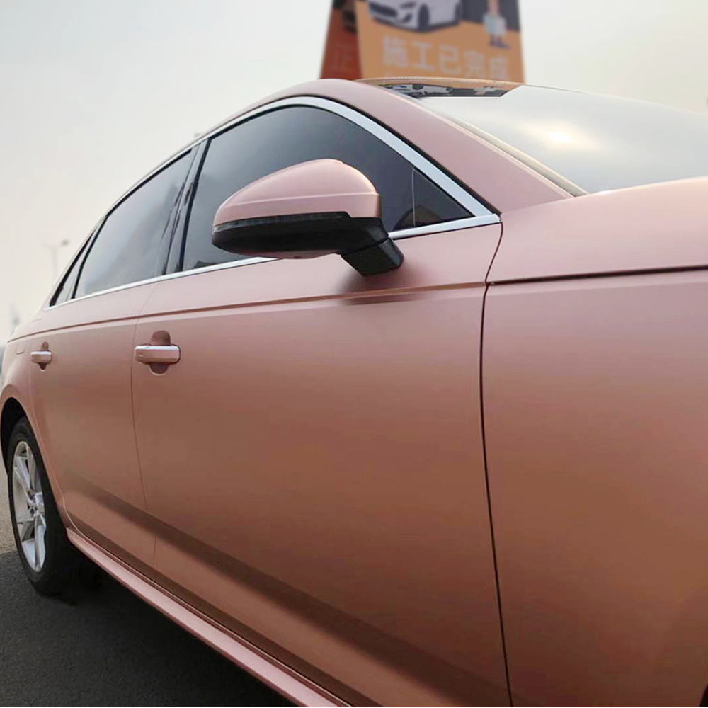 TOPCAR Satin Metallic Rose Gold Vinyl Wrap Film