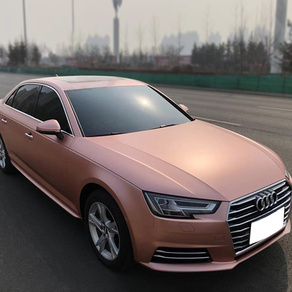 TOPCAR Satin Metallic Rose Gold Vinyl Wrap Film