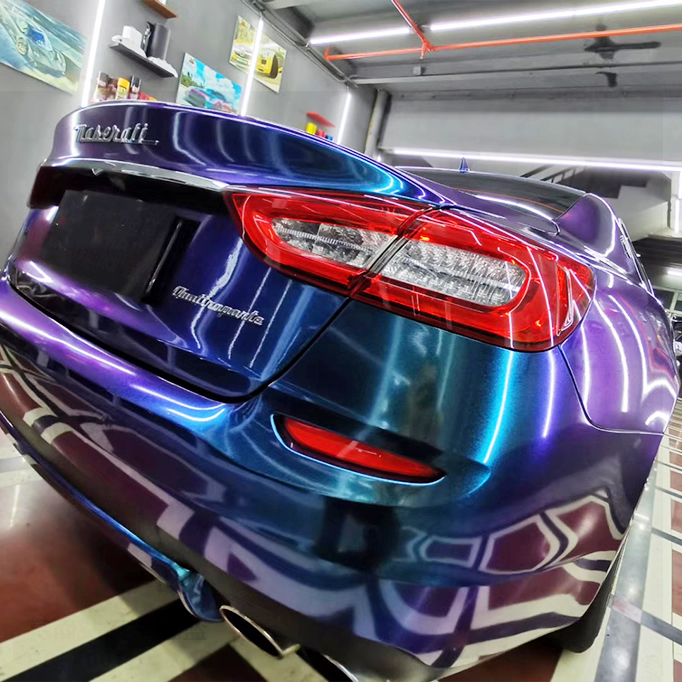TOPCAR Glossy Chameleon Purple Blue Vinyl Wrap Film