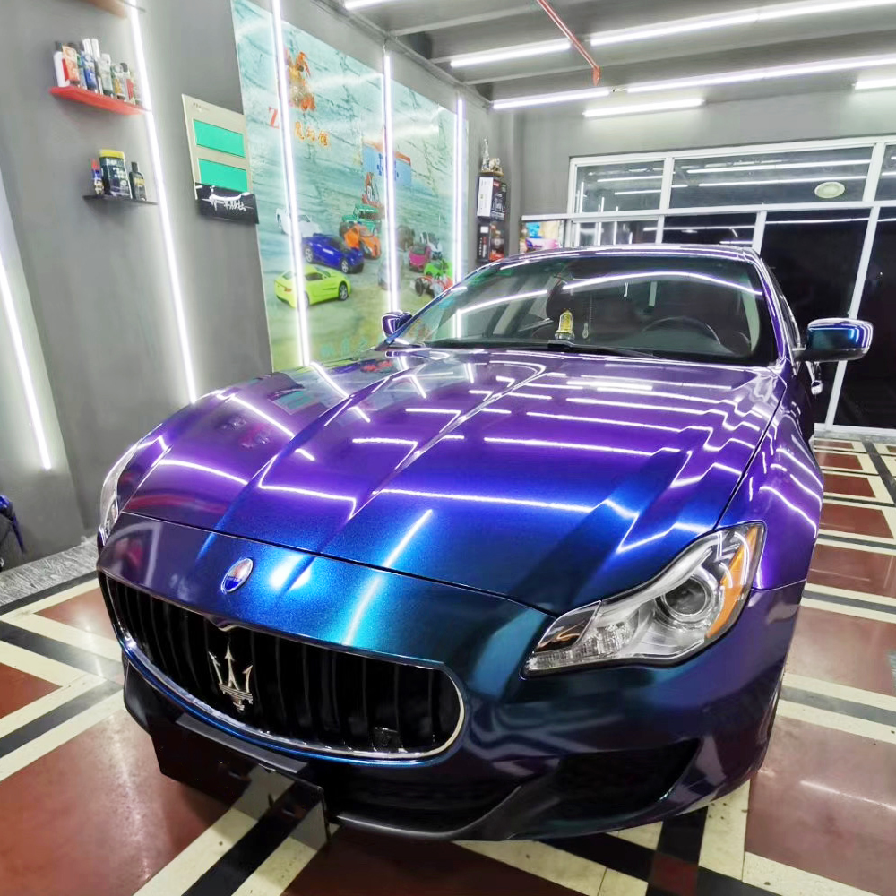 TOPCAR Glossy Chameleon Purple Blue Vinyl Wrap Film
