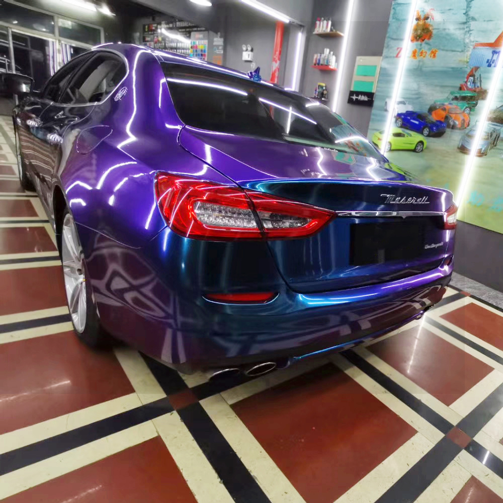 TOPCAR Glossy Chameleon Purple Blue Vinyl Wrap Film