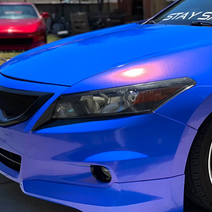 TOPCAR Glossy Chameleon Blue Red Vinyl Wrap Film