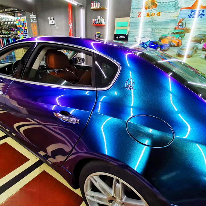 TOPCAR Glossy Chameleon Purple Blue Vinyl Wrap Film