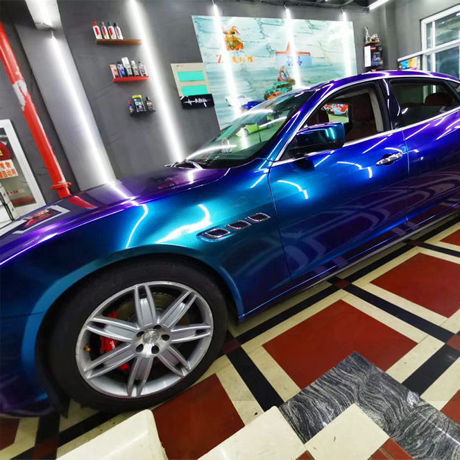 TOPCAR Glossy Chameleon Purple Blue Vinyl Wrap Film