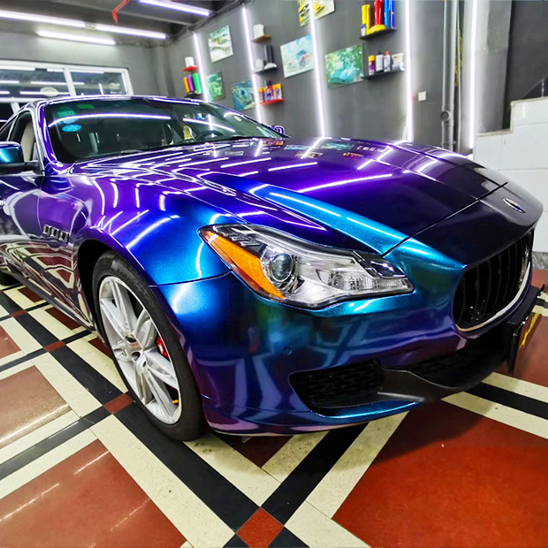 TOPCAR Glossy Chameleon Purple Blue Vinyl Wrap Film