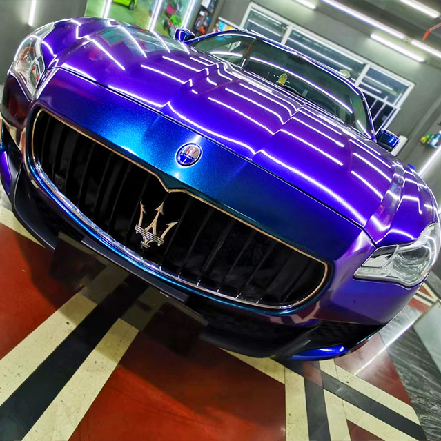 TOPCAR Glossy Chameleon Purple Blue Vinyl Wrap Film