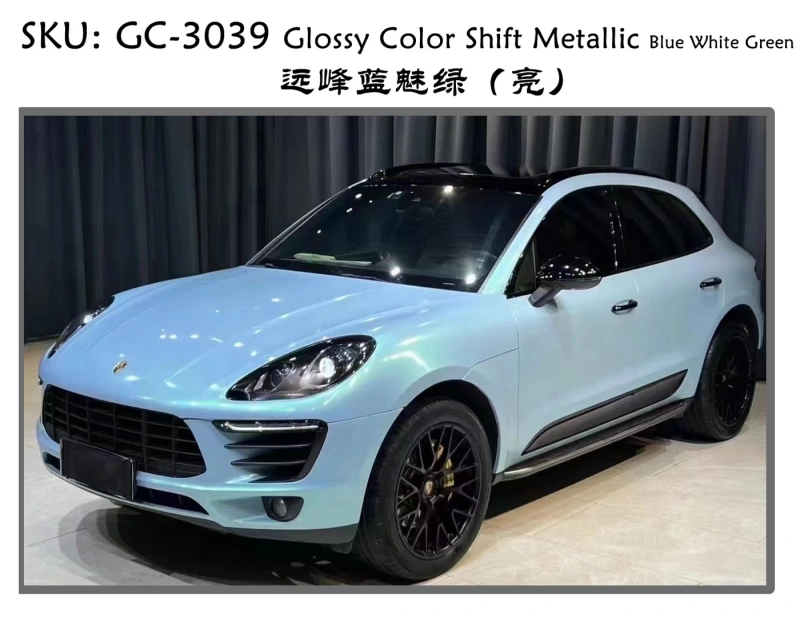 TOPCAR Glossy Color Shift Metallic Blue white Green Vinyl Wrap Film