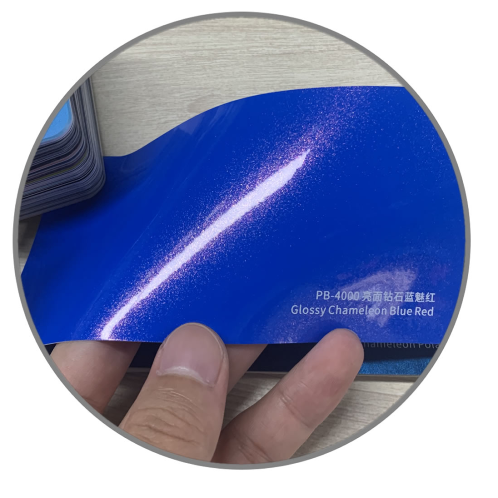 TOPCAR Glossy Chameleon Blue Red Vinyl Wrap Film