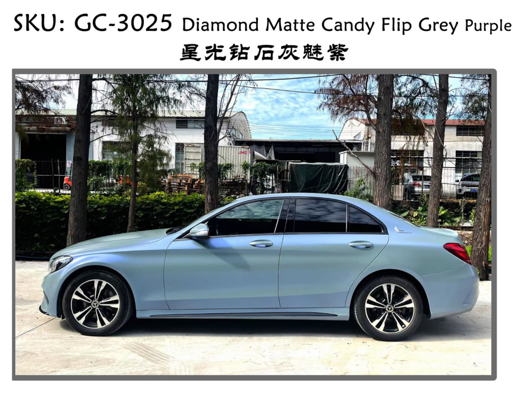 TOPCAR Diamond Matte Candy Flip Grey Purple Vinyl Wrap Film