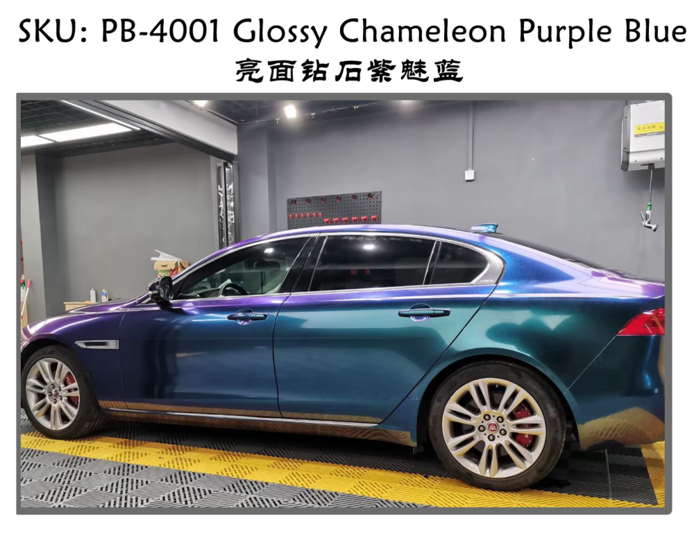 TOPCAR Glossy Chameleon Purple Blue Vinyl Wrap Film