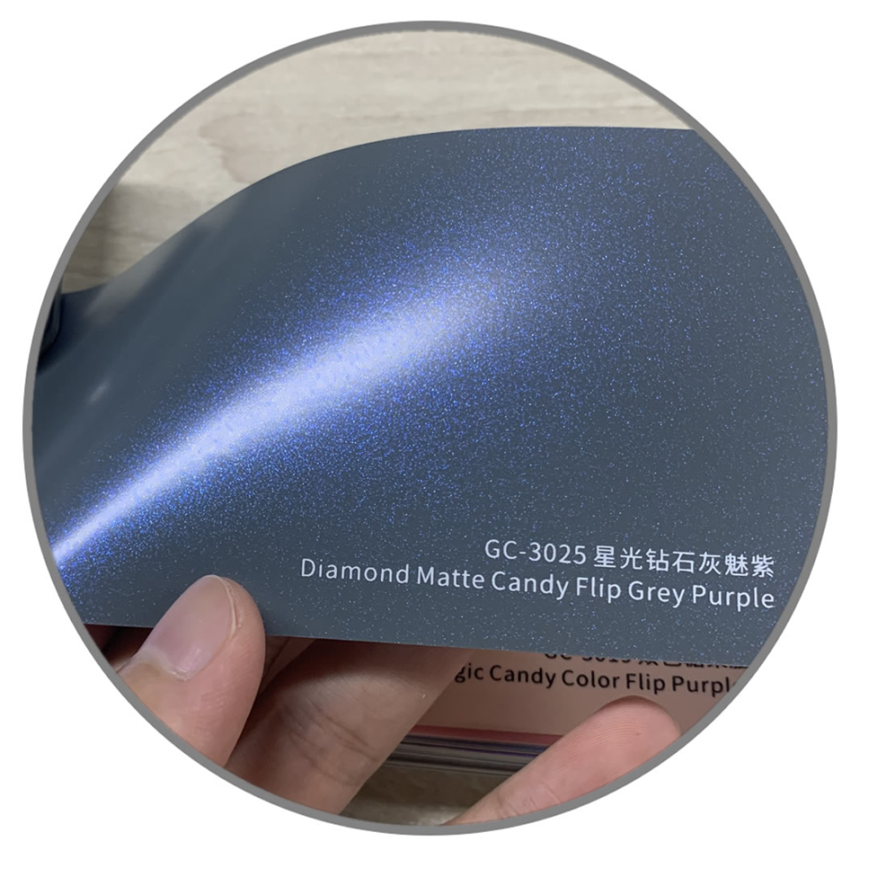 TOPCAR Diamond Matte Candy Flip Grey Purple Vinyl Wrap Film