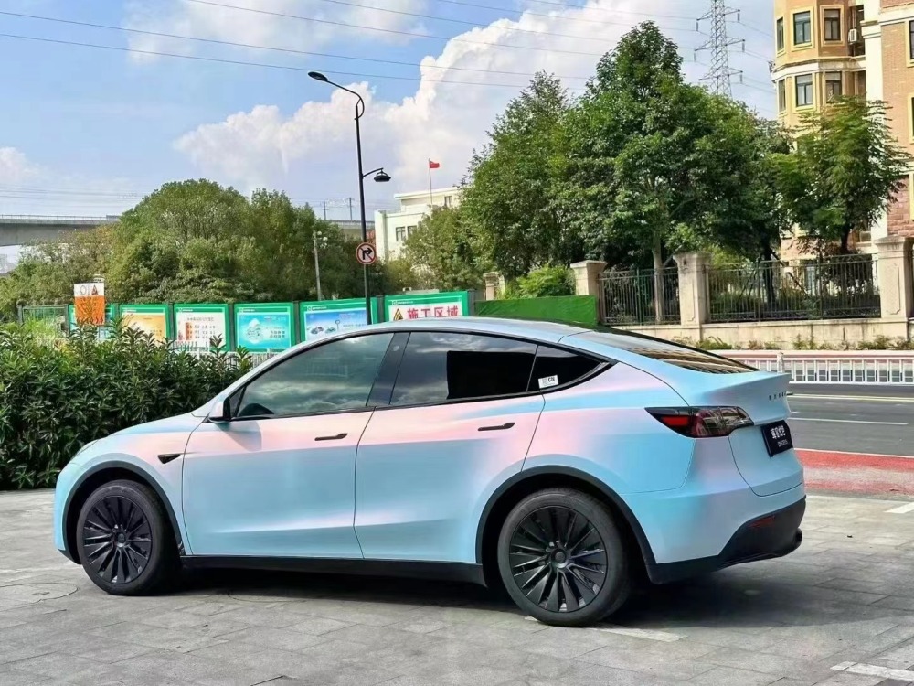 TOPCAR Original Paint Series Powder Blue Flit Pink PET Vinyl Wrap Film