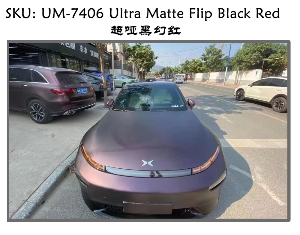 TOPCAR Ultra Matte Flip Black Red Vinyl Wrap Film