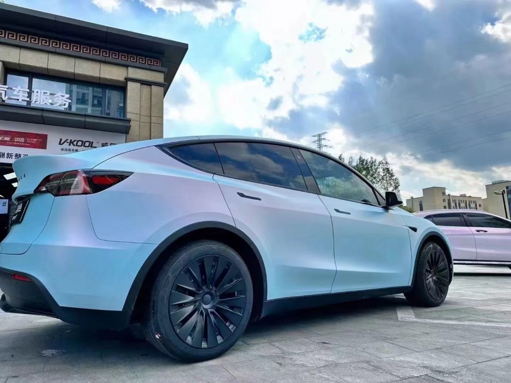 TOPCAR Original Paint Series Powder Blue Flit Pink PET Vinyl Wrap Film