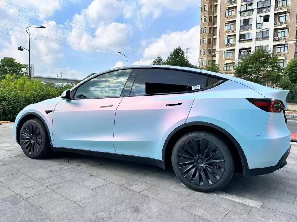 TOPCAR Original Paint Series Powder Blue Flit Pink PET Vinyl Wrap Film