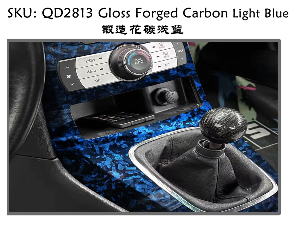 TOPCAR Gloss Forged Carbon Light Blue Car Vinyl Wrap Film