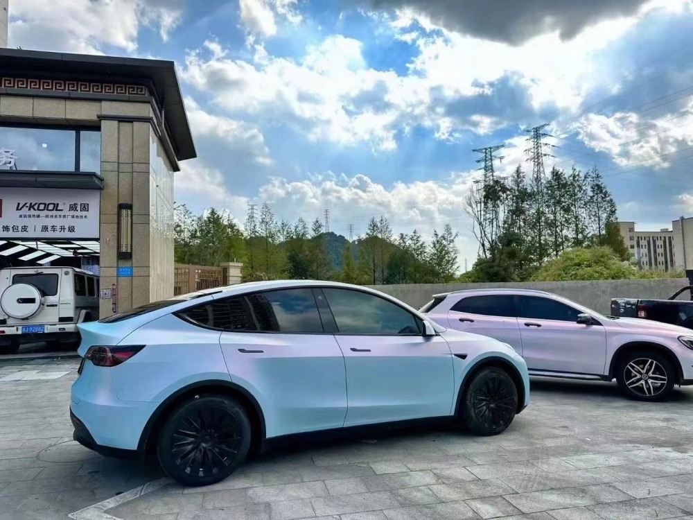 TOPCAR Original Paint Series Powder Blue Flit Pink PET Vinyl Wrap Film