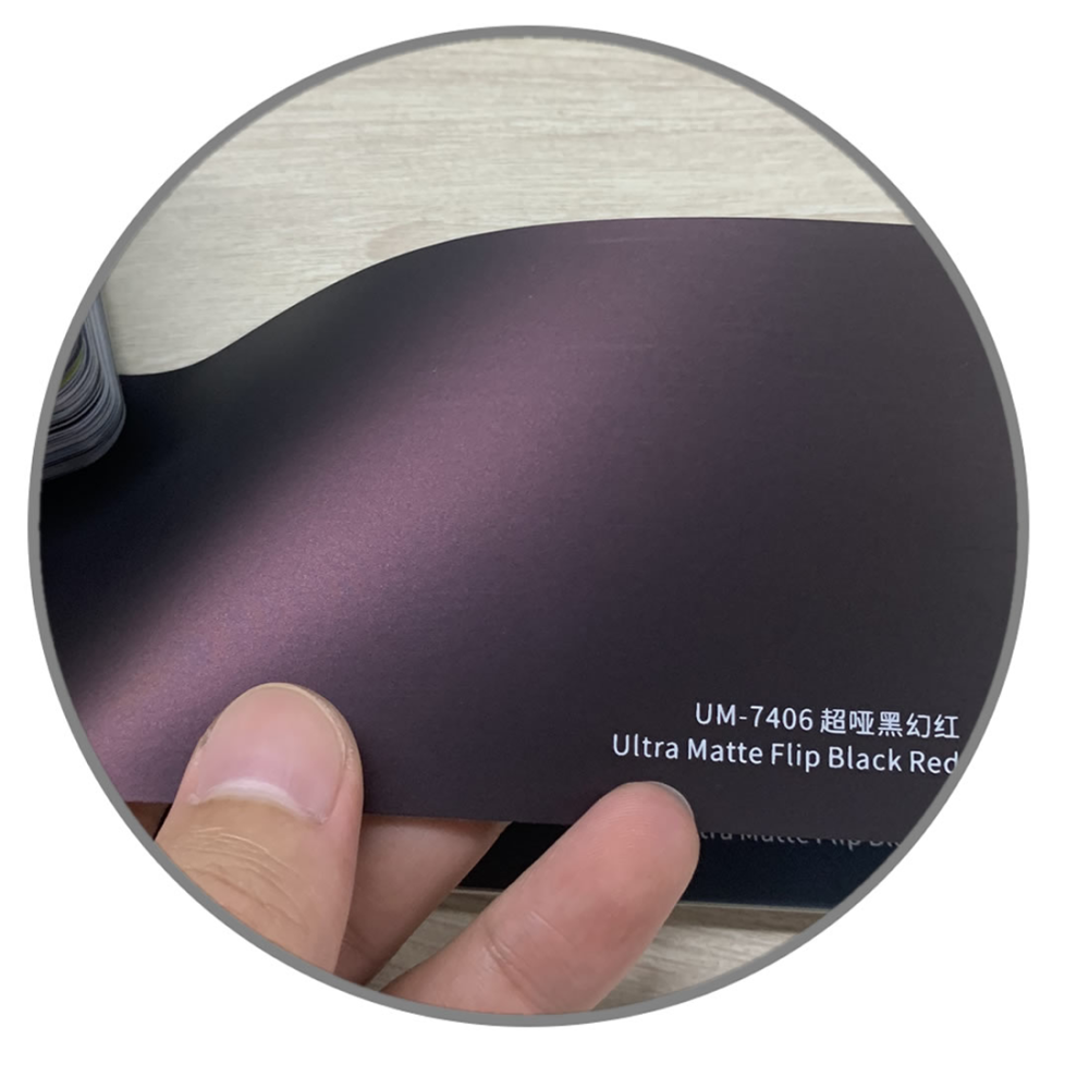 TOPCAR Ultra Matte Flip Black Red Vinyl Wrap Film
