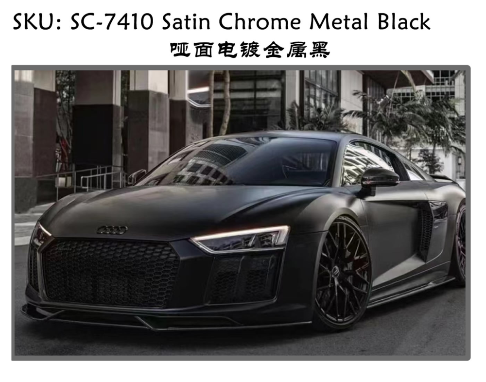 TOPCAR Satin Chrome Metal Black Vinyl Wrap Film