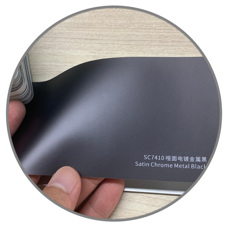 TOPCAR Satin Chrome Metal Black Vinyl Wrap Film