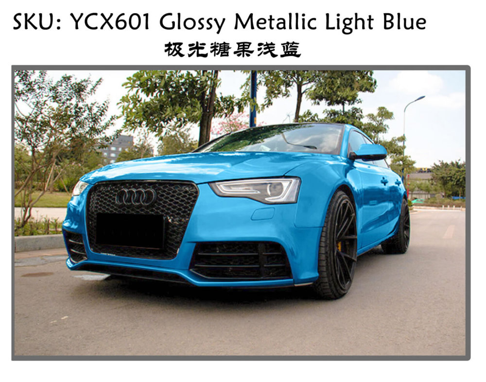 TOPCAR Glossy Metallic Light Blue Vinyl Wrap Film