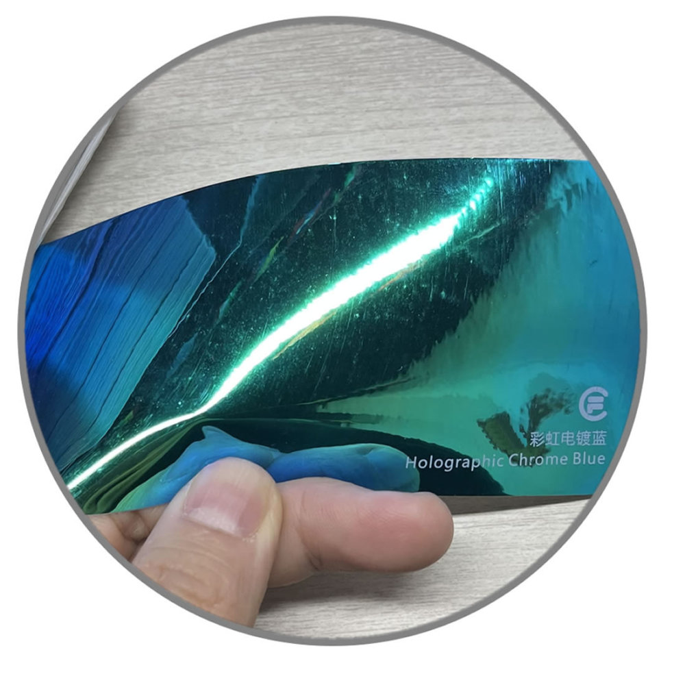 TOPCAR Holographic Chrome Blue Vinyl Wrap Film