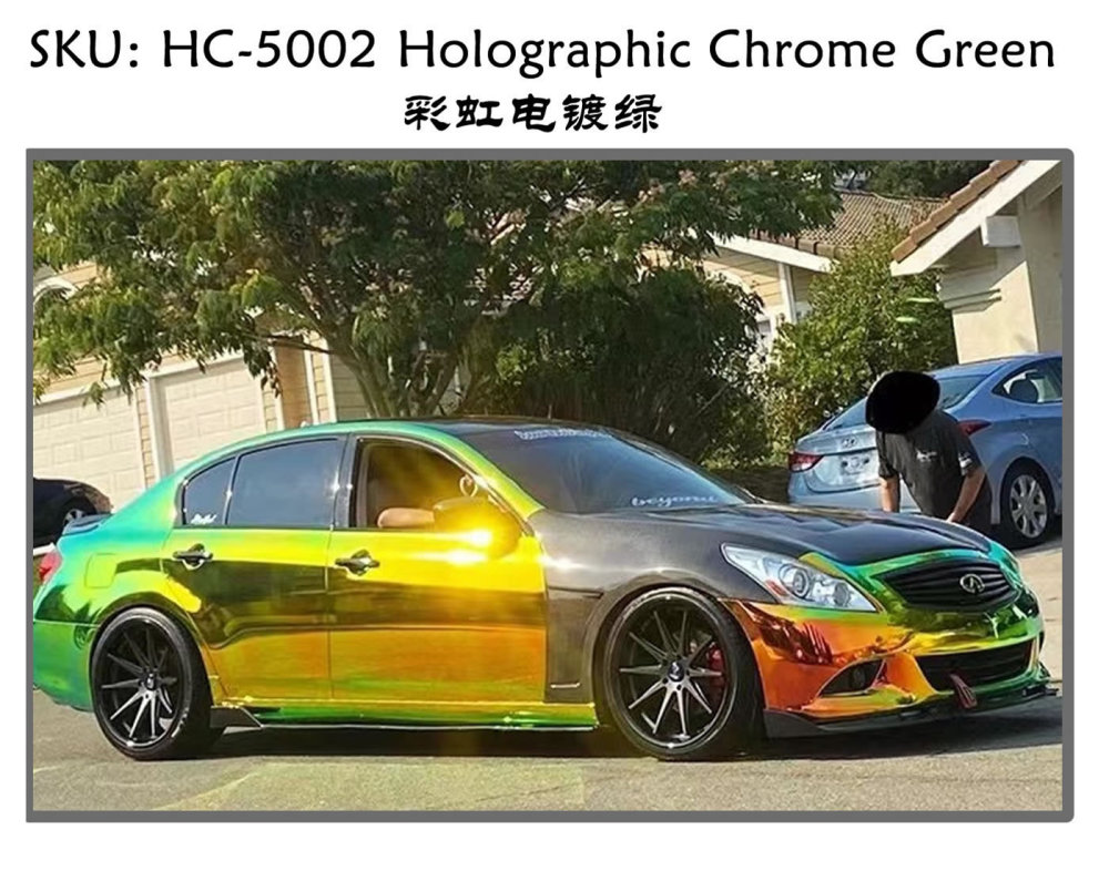 TOPCAR Holographic Chrome Green Vinyl Wrap Film