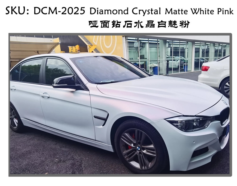 TOPCAR Diamond Crystal Matte White Red Vinyl Wrap Film