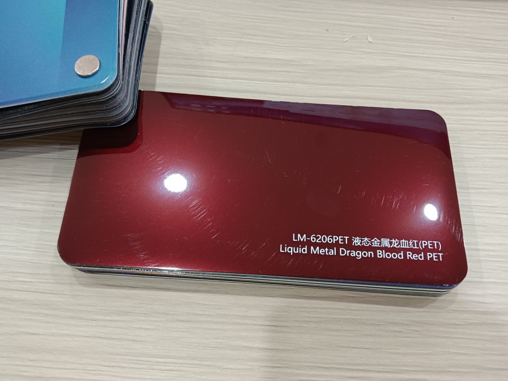 TOPCAR Liquid Metal Drangon Blood Red PET Vinyl Wrap Film