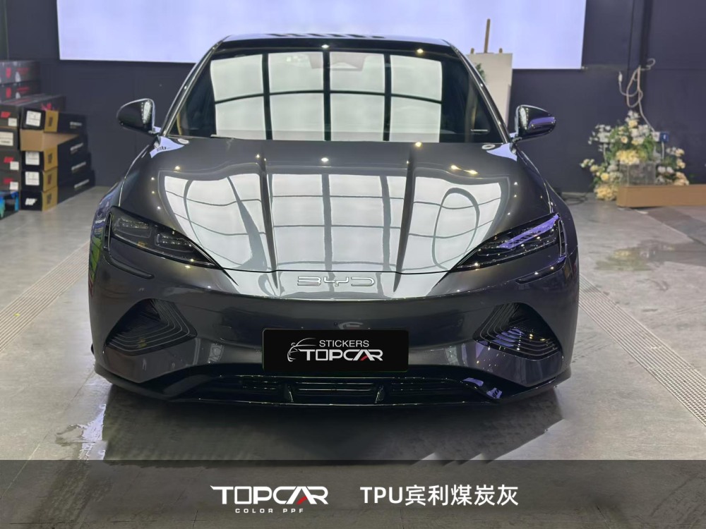 TPU Satin Metallic Glossy Coal Grey: Premium PPF & Vinyl Vehicle Wrap Material for Durable Shine