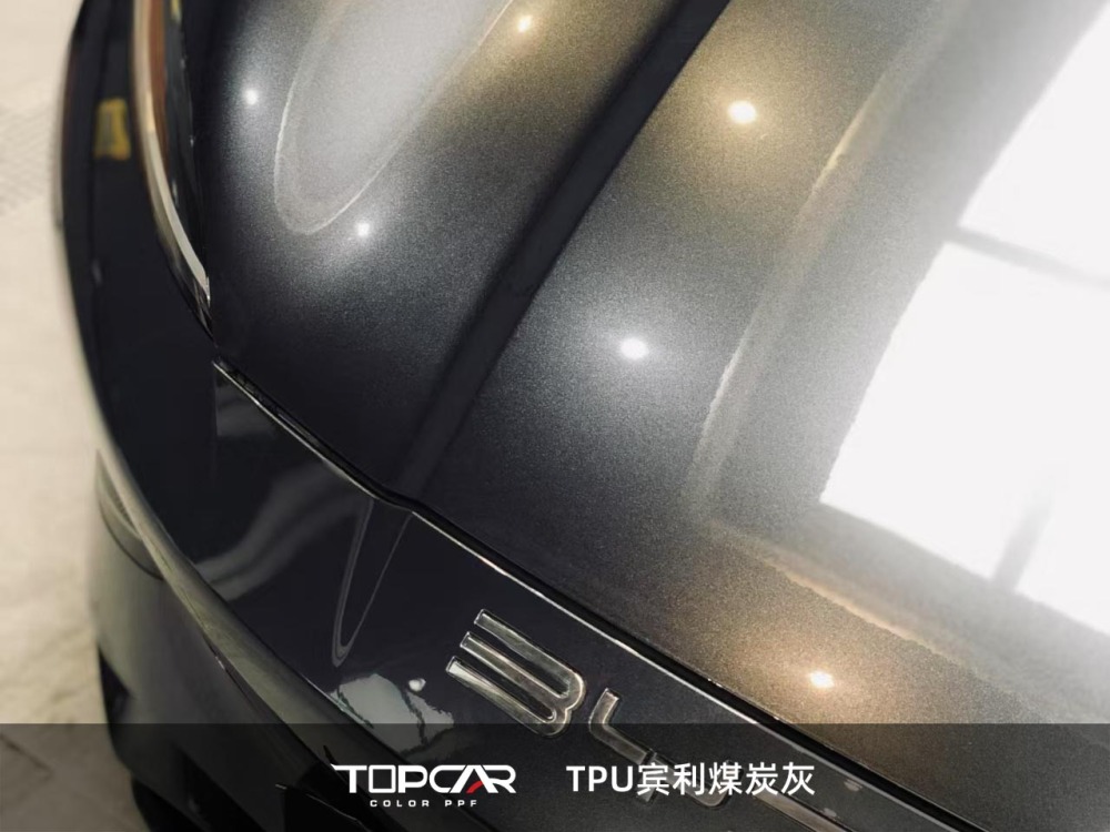 TPU Satin Metallic Glossy Coal Grey: Premium PPF & Vinyl Vehicle Wrap Material for Durable Shine