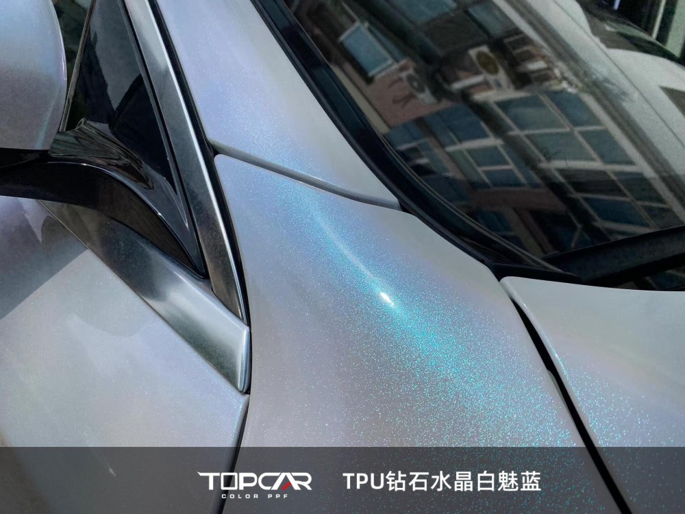 TPU Diamond Crystal White Blue: Premium PPF & Vinyl Vehicle Wrap Material for Durable Shine