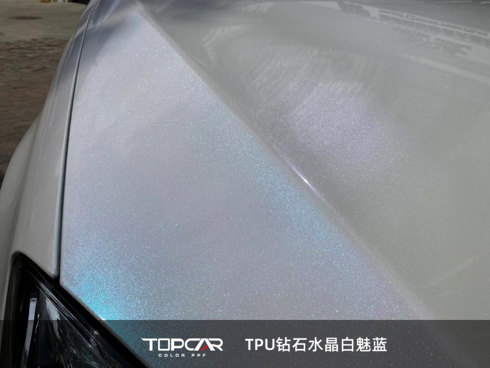 TPU Diamond Crystal White Blue: Premium PPF & Vinyl Vehicle Wrap Material for Durable Shine