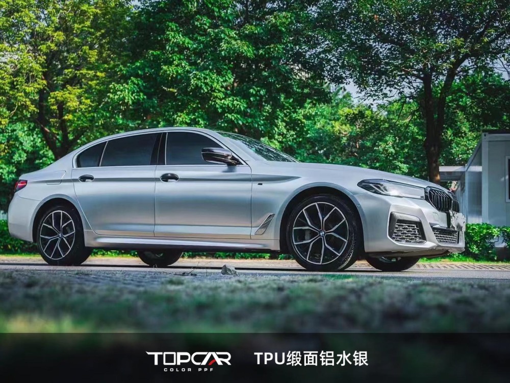 TPU Matte Liquid Metal Silver: Bold Auto Wrap for Head - Turning Style