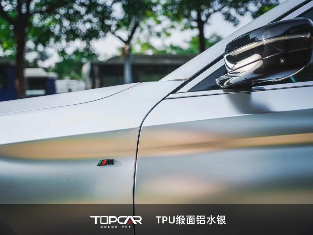TPU Matte Liquid Metal Silver: Bold Auto Wrap for Head - Turning Style