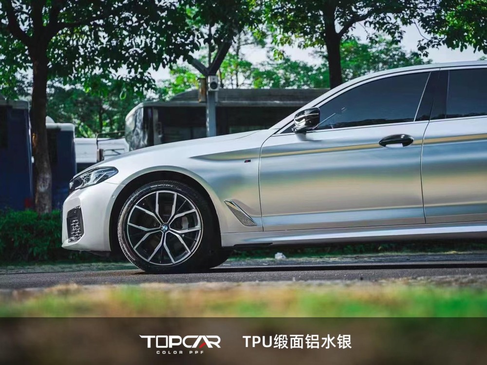 TPU Matte Liquid Metal Silver: Bold Auto Wrap for Head - Turning Style
