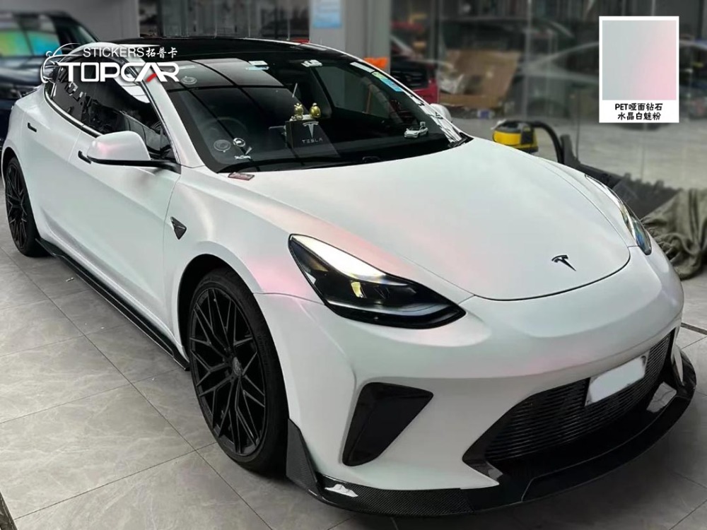 PET Diamond Crystal Matte White Red: Striking Auto Wrap for Standout Rides
