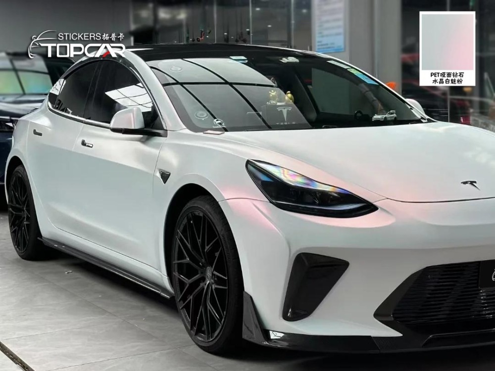 PET Diamond Crystal Matte White Red: Striking Auto Wrap for Standout Rides