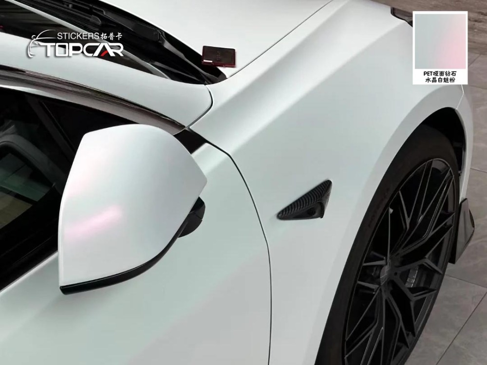 PET Diamond Crystal Matte White Red: Striking Auto Wrap for Standout Rides