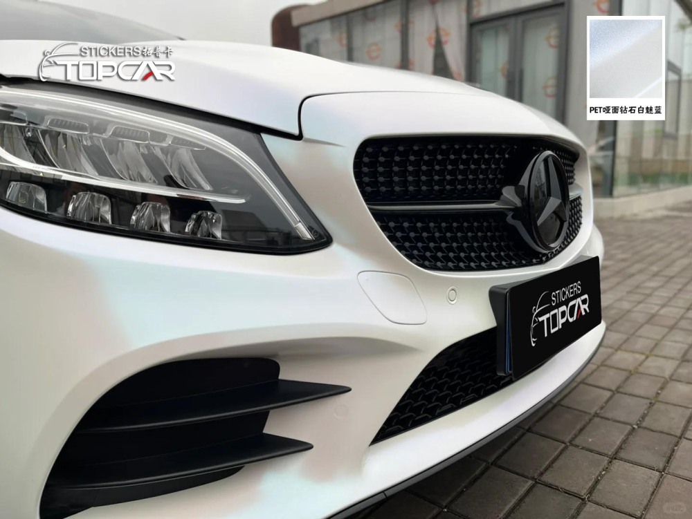 PET Diamond Crystal Matte White Blue: Unique Shine for Auto Wraps