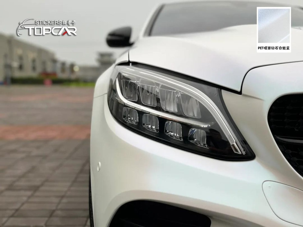 PET Diamond Crystal Matte White Blue: Unique Shine for Auto Wraps